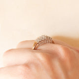 Anello vintage in oro giallo e bianco 9K con diamanti (0.35ctw ca.), anni ‘70/‘80
