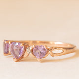 Anello vintage in oro rosa 9K con ametiste (0.90ctw ca.) e diamanti, anni ‘80/‘90