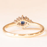 Anello vintage in oro giallo e bianco 9K con zaffiro (0.25ct ca.) e diamanti (0.14ctw ca.), anno ‘2001