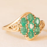 Anello vintage in oro giallo 14K con smeraldi (1.20ctw ca.), anni ‘70