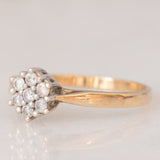 Anello a margherita vintage in oro giallo 9K con diamanti (0.21ctw ca.), anni ‘80/‘90