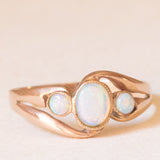 Trilogy vintage in stile Art Nouveau in oro giallo 8K con opali (0.35ctw ca.)