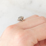Anello a margherita vintage in oro giallo 9K con zaffiro (0.40ct ca.) e diamanti (0.12ctw ca.), anno 1986