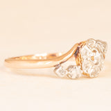 Anello antico in oro giallo e bianco 18K con diamanti di taglio rosetta, anni ‘30