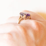 Anello da cocktail vintage in oro giallo 9K con ametista (3.80ct ca.), anno 1999