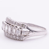 Anello “triplo” a fascia in oro bianco 14K con diamanti (1.20ctw ca.), anni ‘80