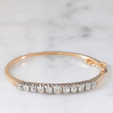 Braccialetto rigido antico in oro giallo 18K e argento con diamanti di taglio vecchia miniera (2ctw ca.), primi del ‘900