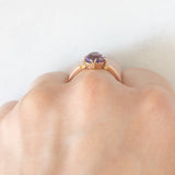 Solitario antico in oro rosa e giallo 9K con ametista (1.20ct ca.), anni ‘10/‘20