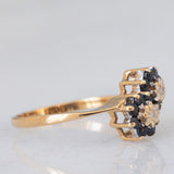 Toi et Moi con fiori in oro giallo 9K con zaffiri (0.40ctw ca.) e diamanti (0.02ctw ca.), anno 1997