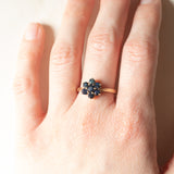 Anello a margherita in oro giallo 9K con zaffiri (1.20ctw ca.), anno 1992