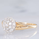 Anello a fiore vintage in oro giallo e bianco 14K con diamanti di taglio brillante (0.55ctw ca.), anni ‘80