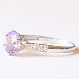 Anello vintage in oro bianco 9K con ametista (1.50ct ca.) e diamanti (0.04ctw ca.)