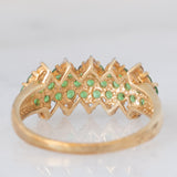 Anello in oro giallo 9K con tsavoriti (0.65ctw ca.) e zaffiri bianchi