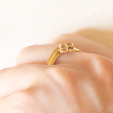 Anello vintage in oro giallo 18K con rubini sintetici (0.30ctw ca.), anni ‘60