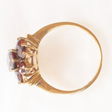 Anello a margherita vintage in oro giallo 8K e granati (2.20ctw ca.), anni ‘70