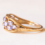 Anello vintage in oro giallo 9K con tanzaniti (0.75ctw ca.), anni ‘70/‘80