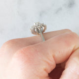Anello a fiocco di neve in oro bianco 14K con diamanti di taglio brillante (0.50ctw ca.), anni ‘70