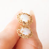 Orecchini vintage in oro giallo 9K con opali (0.70ctw ca.), anno 1981