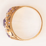 Anello vittoriano in oro giallo 9K con ametiste (0.30ctw ca.) e diamanti (0.04ctw ca.), primi del ‘900
