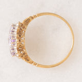 Anello vintage in stile vittoriano in oro giallo 9K con ametiste (0.50ctw ca.) e diamanti