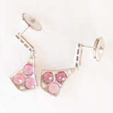 Orecchini vintage in stile Art Déco in oro bianco 18K con tormaline rosa (0.70ctw ca.) e diamanti di taglio rosetta (0.16ctw ca.)