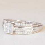 Anello vintage a fascia in oro bianco 9K con diamanti (0.40ctw ca.)