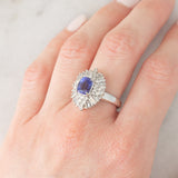 Anello ballerina vintage in platino con tanzanite (1.63ct) e diamanti (1.13ctw), anni ‘80/‘90