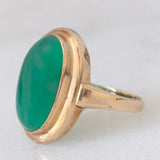Anello vintage in oro giallo 8K con agata verde, anni ‘60/‘70