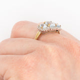 Anello vintage in oro giallo 9K con acquamarine (1.70ctw ca.) e diamanti (0.20ctw ca.), anno 2005