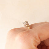 Anello vintage in oro giallo e bianco 9K con diamanti (0.35ctw ca.), anni ‘70/‘80