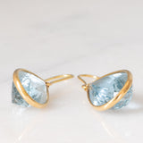 Orecchini pendenti vintage in oro giallo 18K con topazi azzurri (22ctw ca.), anni ‘70/‘80