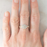 Anello a fiore vintage in oro giallo 9K con diamanti (0.25ctw ca.), anni ‘80