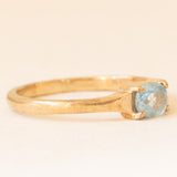 Anello solitario vintage in oro giallo 9K con topazio azzurro (0.35ct ca.), anno 1989