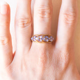 Anello vintage in oro giallo 9K con tanzaniti (0.75ctw ca.), anni ‘70/‘80