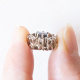 Ciondolo vintage in oro bianco 14K con zaffiro (0.50ct ca.) e diamanti di taglio brillante (0.40ctw ca.), anni ‘70