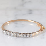 Braccialetto rigido antico in oro giallo 18K e argento con diamanti di taglio vecchia miniera (2ctw ca.), primi del ‘900