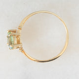 Toi et Moi vintage in oro giallo 14K con zaffiri verdi sintetici (1ctw ca.) e diamanti