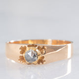 Solitario antico a fascia in oro giallo 14K con diamante di taglio rosetta (0.25ct ca.), primi del ‘900