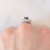 Anello ballerina vintage in platino con zaffiro (1.05ct) e diamanti (0.35ctw), anni ‘90