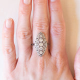 Anello Art Nouveau in oro bianco 14K con diamanti di taglio vecchia Europa (0.70ctw ca.) e di taglio rosetta, anni ‘20