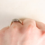 Anello vintage in oro giallo e bianco 9K con diamanti (0.14ctw ca.), anni ‘70/‘80