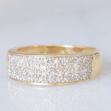 Anello a fascia vintage in oro giallo 14K con pavé di diamanti (0.50ctw ca.), anni ‘70
