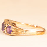 Anello vittoriano in oro giallo 9K con ametiste (0.30ctw ca.) e diamanti (0.04ctw ca.), primi del ‘900