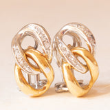 Orecchini vintage in oro giallo e bianco 18K con diamanti, anni ‘70/‘80