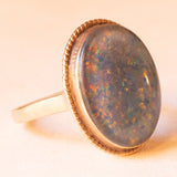 Anello vintage in oro giallo 14K con opale triplet, anni ‘60