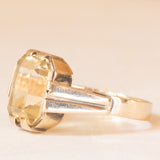 Anello vintage in stile Art Déco in oro giallo 8K con quarzo citrino (2.50ct ca.), anni ‘50