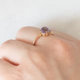 Solitario antico in oro rosa e giallo 9K con ametista (1.20ct ca.), anni ‘10/‘20