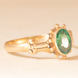 Anello vintage in oro giallo 9K con smeraldo sintetico (0.65ct ca.), anni ‘50