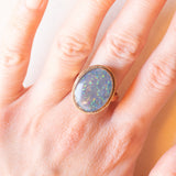 Anello vintage in oro giallo 14K con opale triplet, anni ‘60