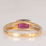 Anello vintage in oro giallo 8K con rodolite e diamanti, anni ‘80